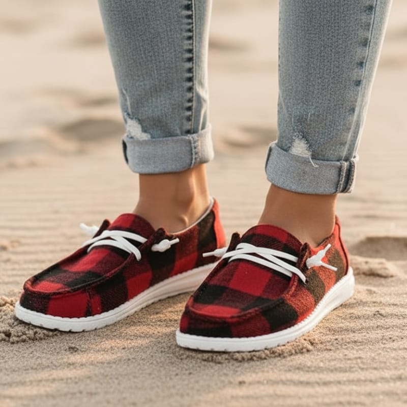 Women’s Lace-Up Round Toe Flat Walking Shoes