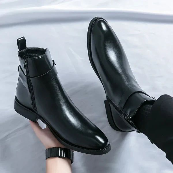 David | Men’s Pointed Toe Side Zip Ankle Boots
