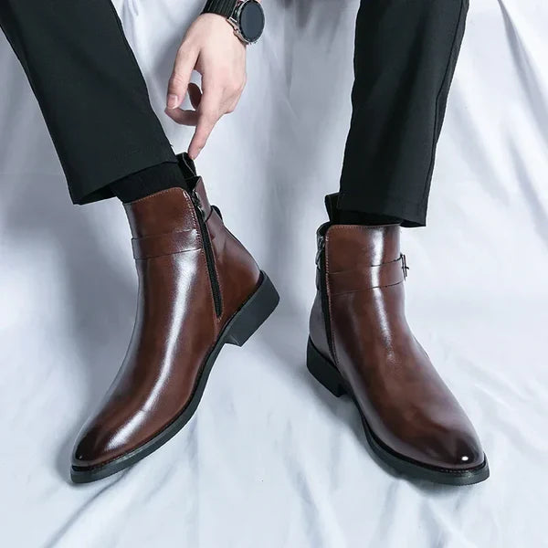 David | Men’s Pointed Toe Side Zip Ankle Boots