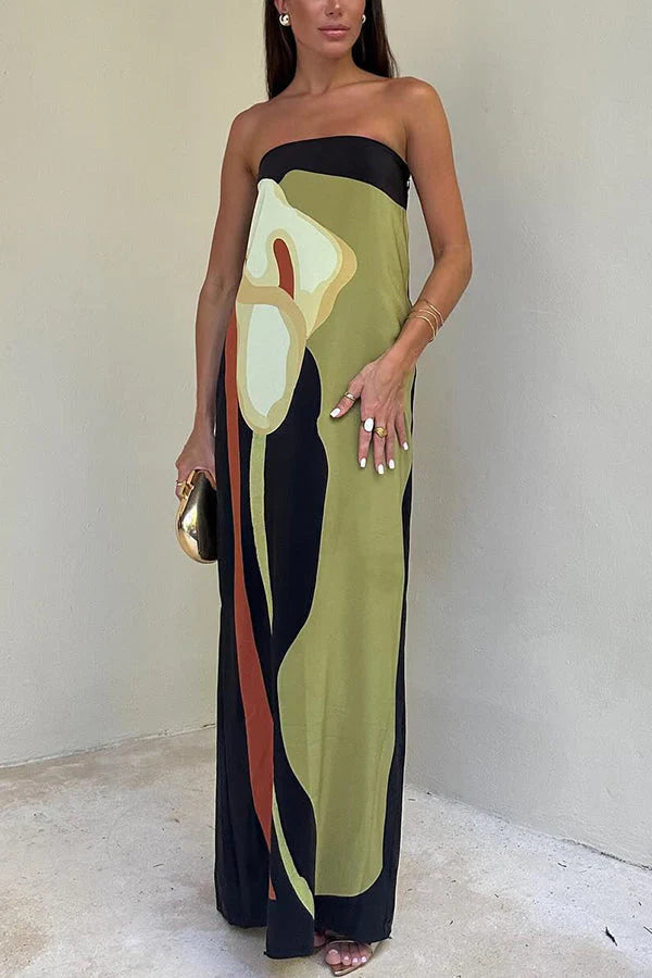 Davida | Women's Abstract Floral Printed Summer Maxi Dress