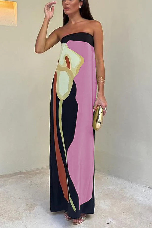 Davida | Women's Abstract Floral Printed Summer Maxi Dress