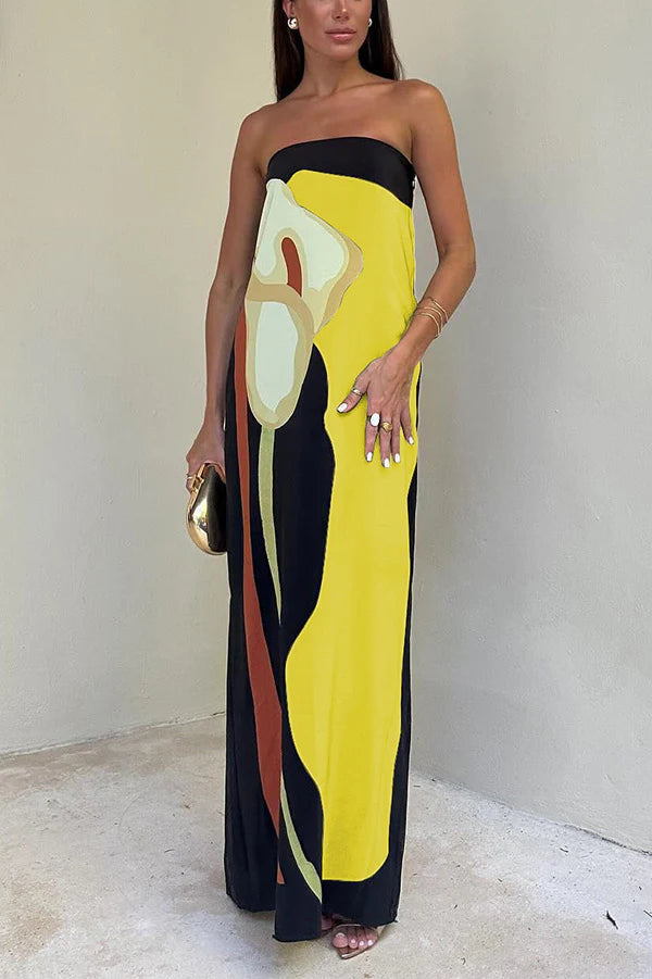 Davida | Women's Abstract Floral Printed Summer Maxi Dress