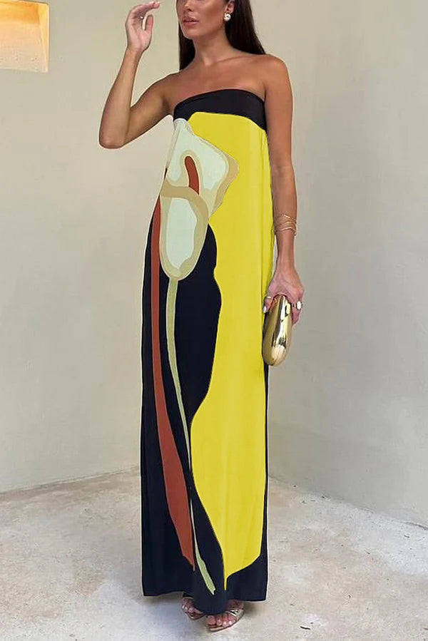 Davida | Women's Abstract Floral Printed Summer Maxi Dress