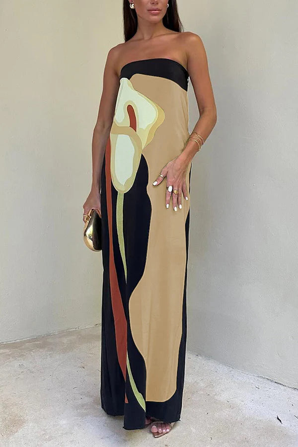 Davida | Women's Abstract Floral Printed Summer Maxi Dress