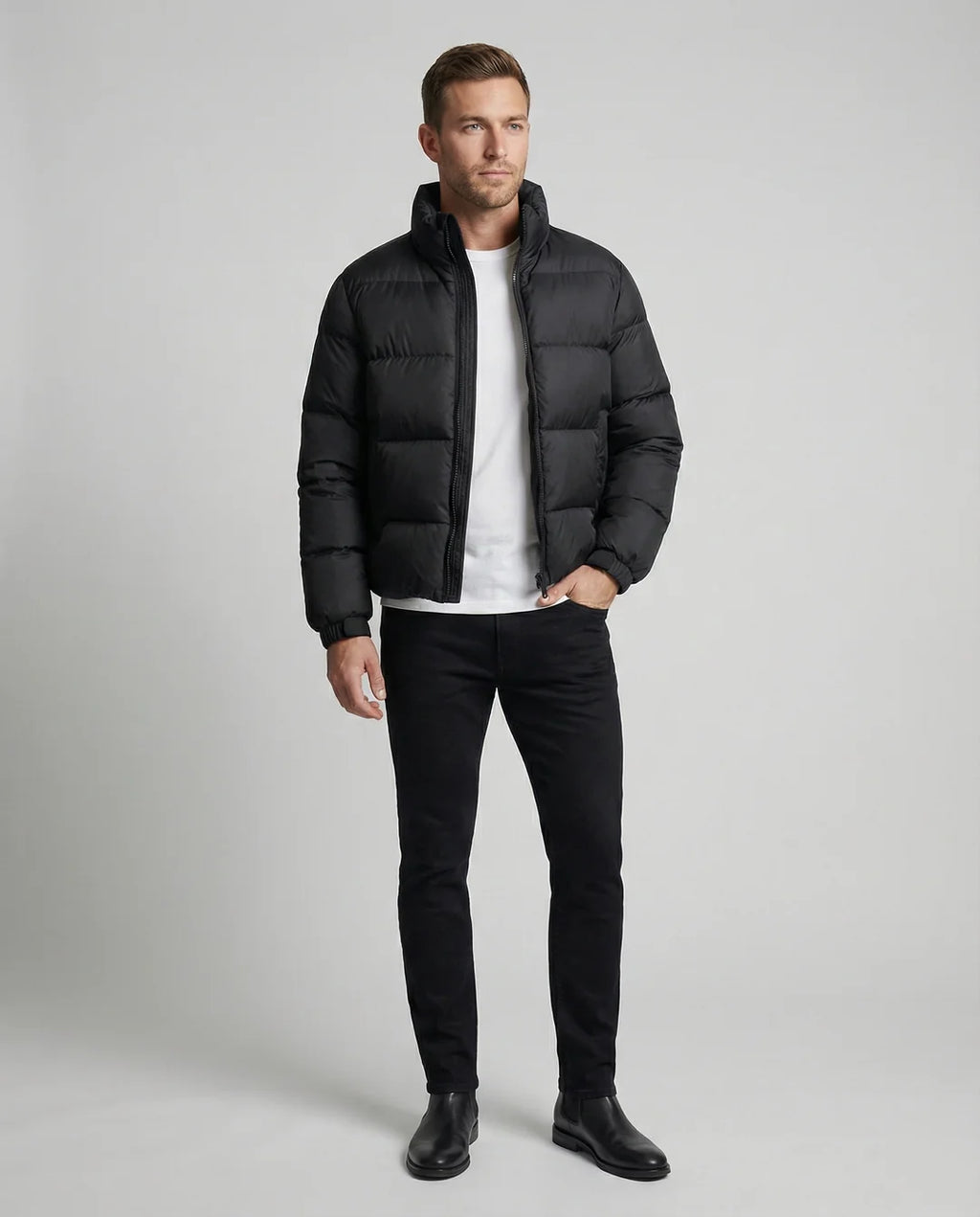 Daxton | Men’s Stand Collar Zip Front Puffer Jacket