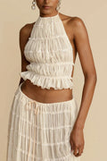 Daylee | Women's Ruffle Hem Ruched Halter Top