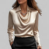 Dayna | Women's Draped Collared Long Sleeve Blouse
