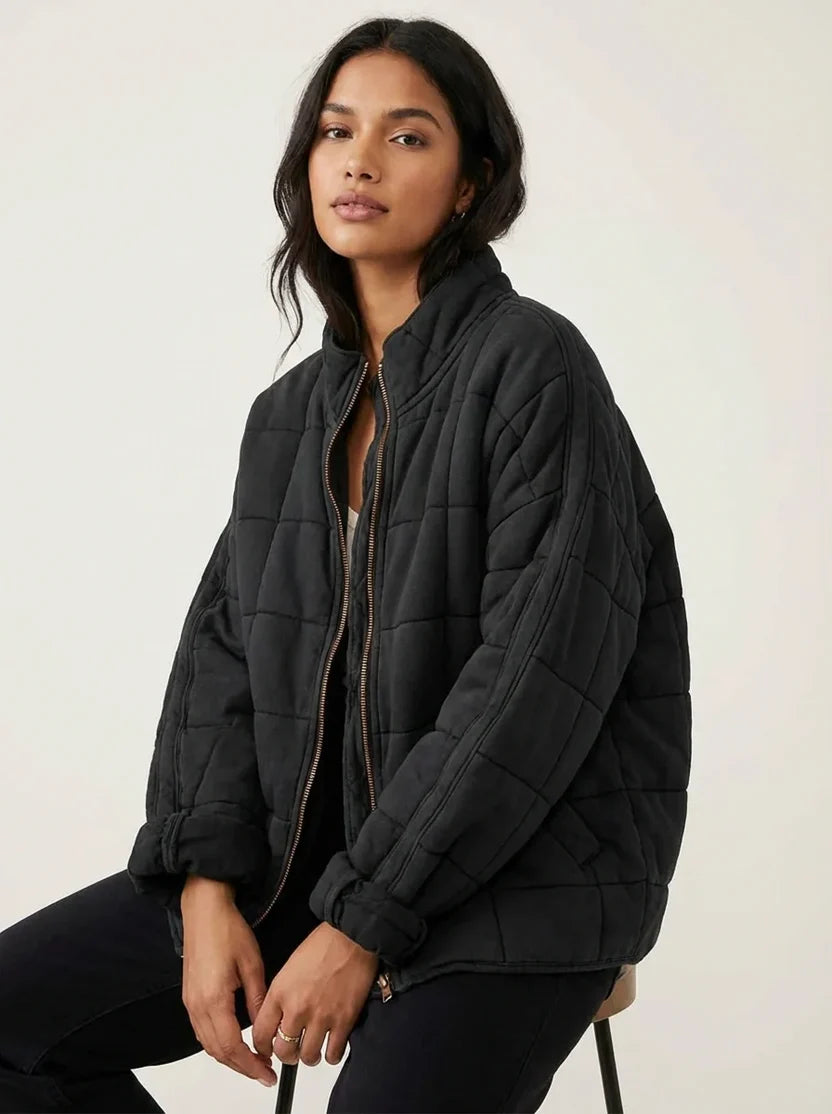 Debra | Women's Stand Collar Pocket Zip Front Puffer Jacket