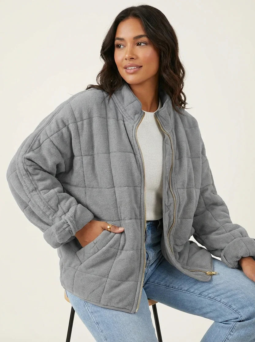 Debra | Women's Stand Collar Pocket Zip Front Puffer Jacket