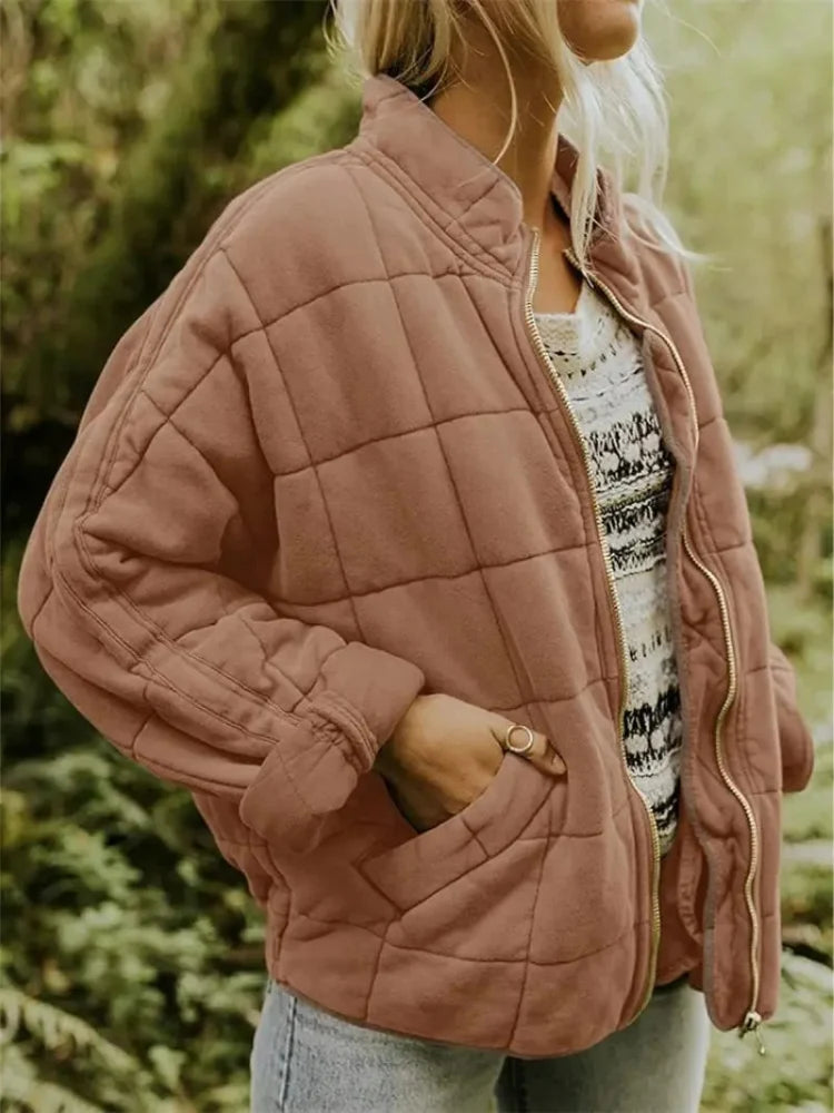 Debra | Women's Stand Collar Pocket Zip Front Puffer Jacket