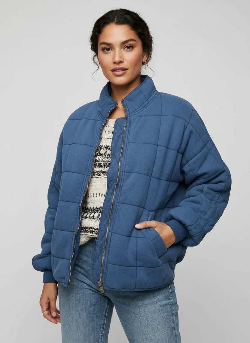 Debra | Women's Stand Collar Pocket Zip Front Puffer Jacket