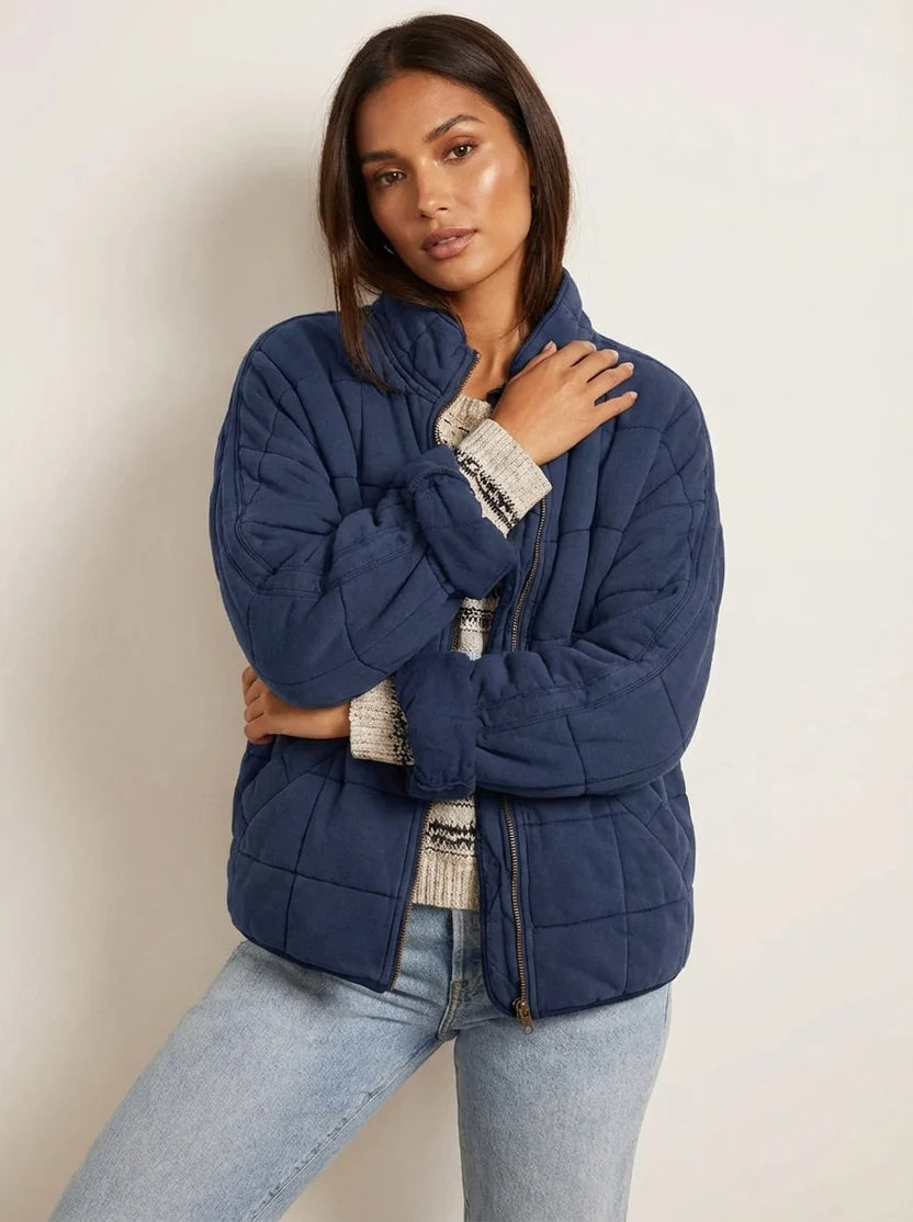 Debra | Women's Stand Collar Pocket Zip Front Puffer Jacket