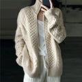 Dede | Women’s Zip Front Long Sleeve Collared Knit Cardigan