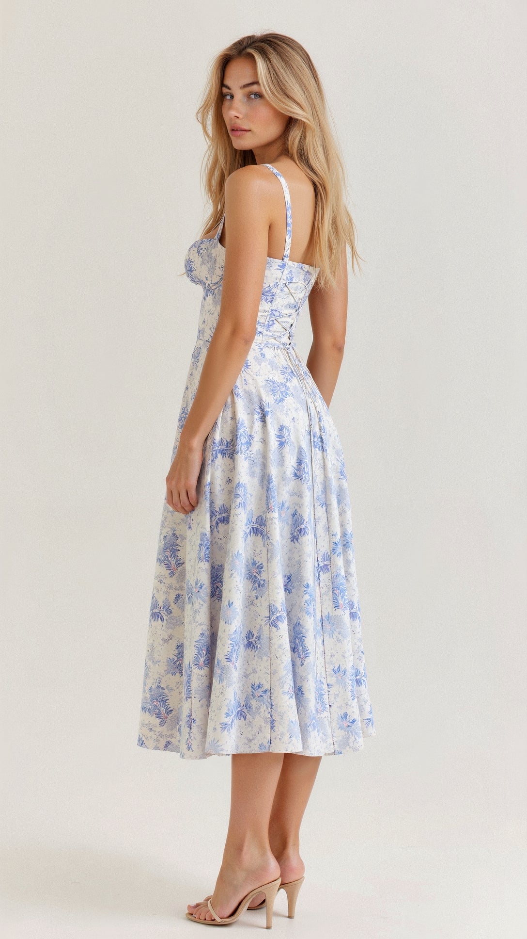 Deena | Women's Sweetheart Neck Sleeveless Midi Dress