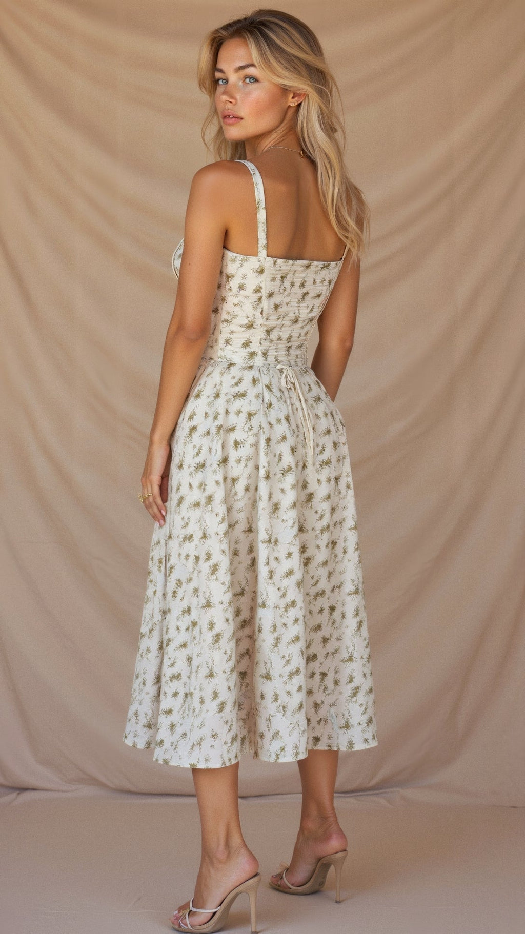 Deena | Women's Sweetheart Neck Sleeveless Midi Dress