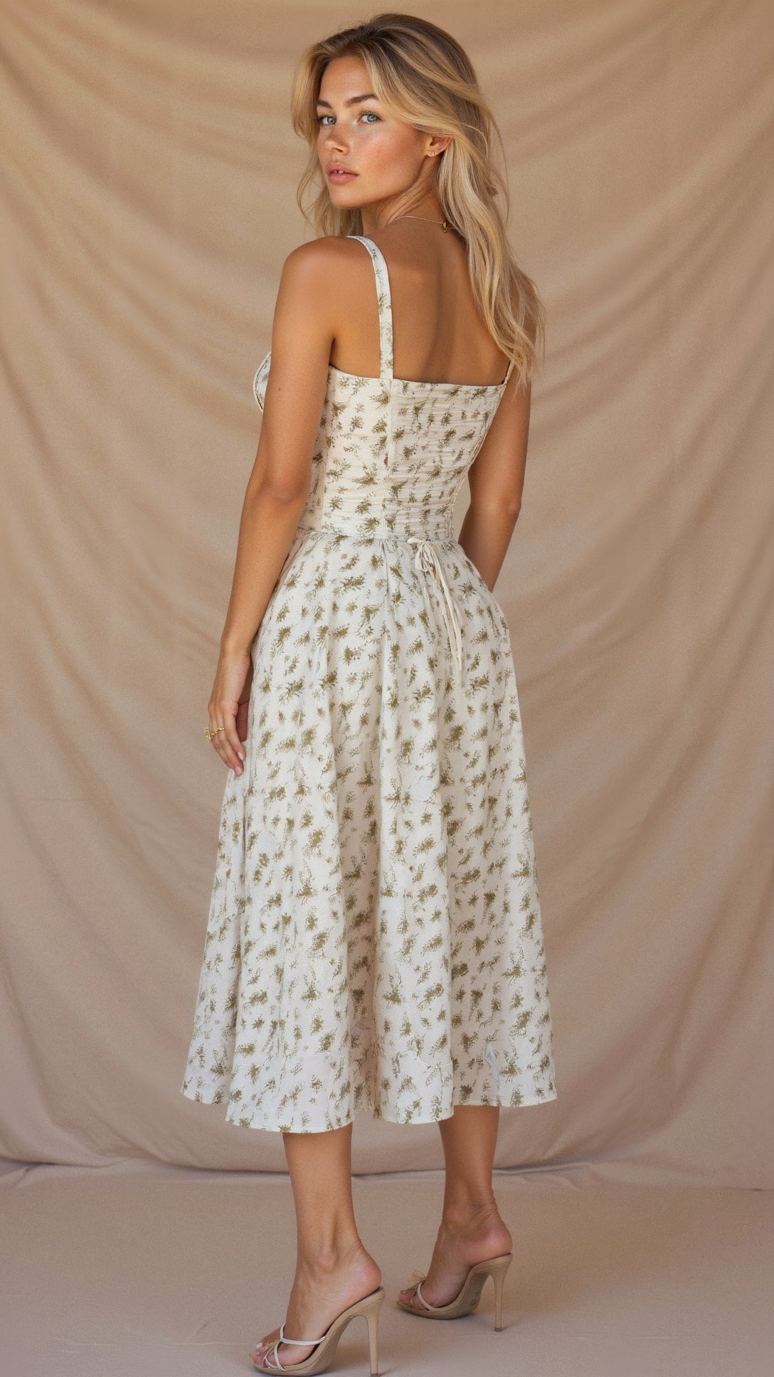 Deena | Women's Sweetheart Neck Sleeveless Midi Dress