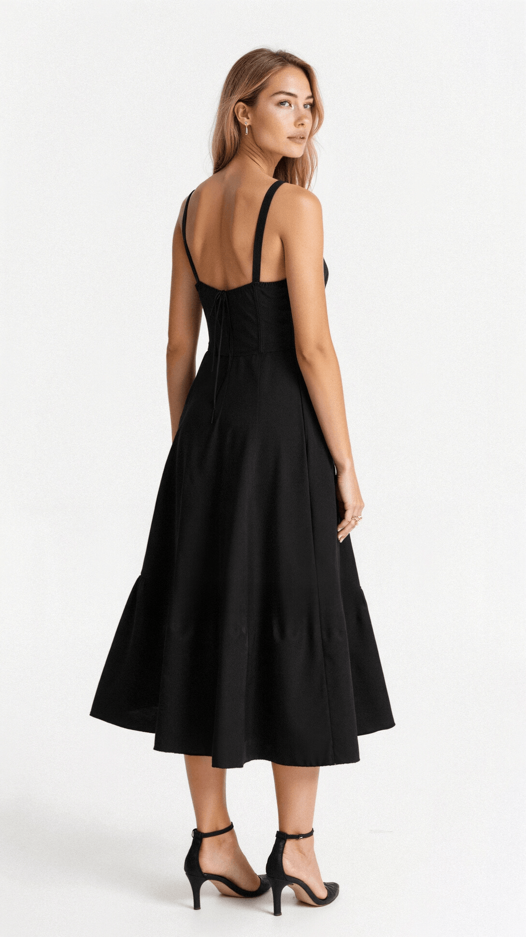 Deena | Women's Sweetheart Neck Sleeveless Midi Dress