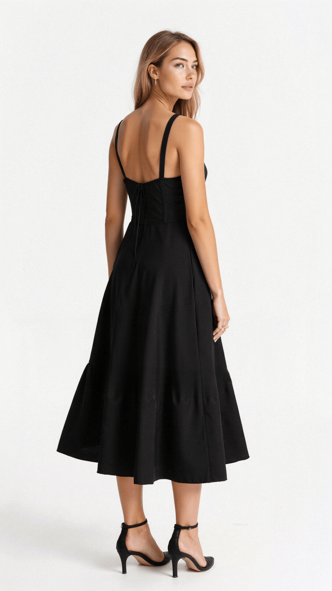 Deena | Women's Sweetheart Neck Sleeveless Midi Dress