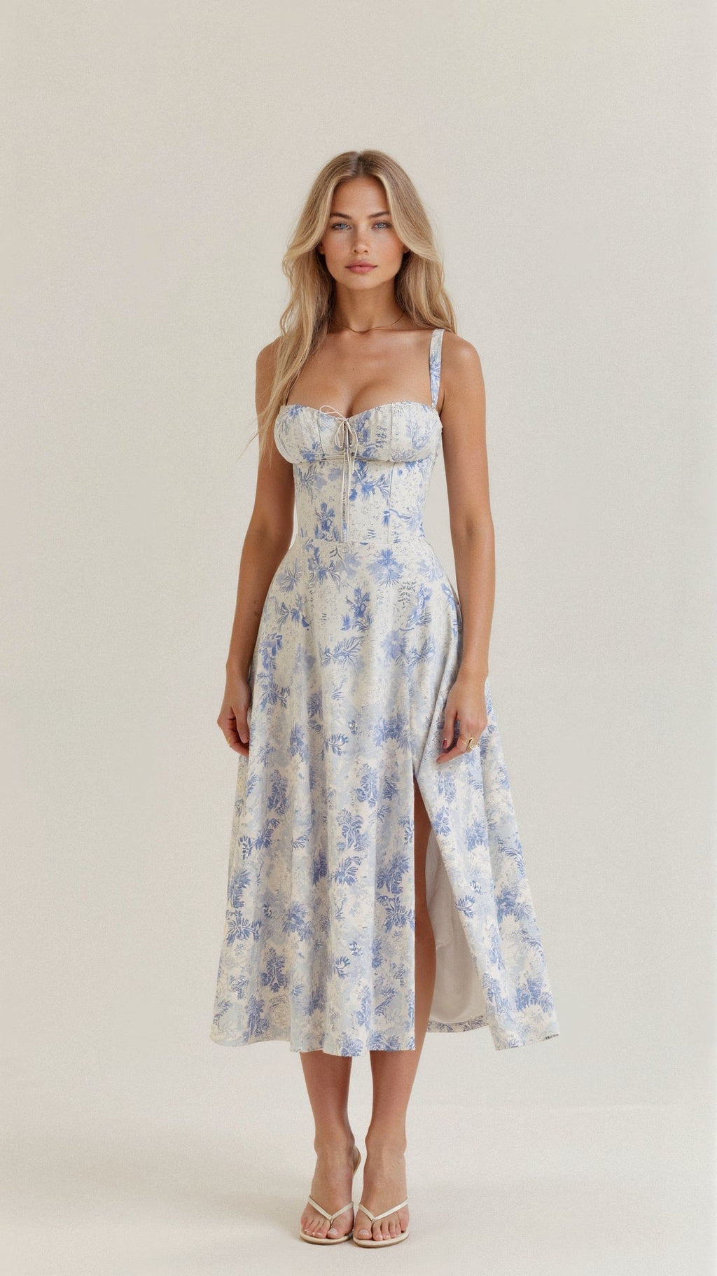 Deena | Women's Sweetheart Neck Sleeveless Midi Dress