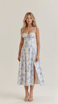 Deena | Women's Sweetheart Neck Sleeveless Midi Dress