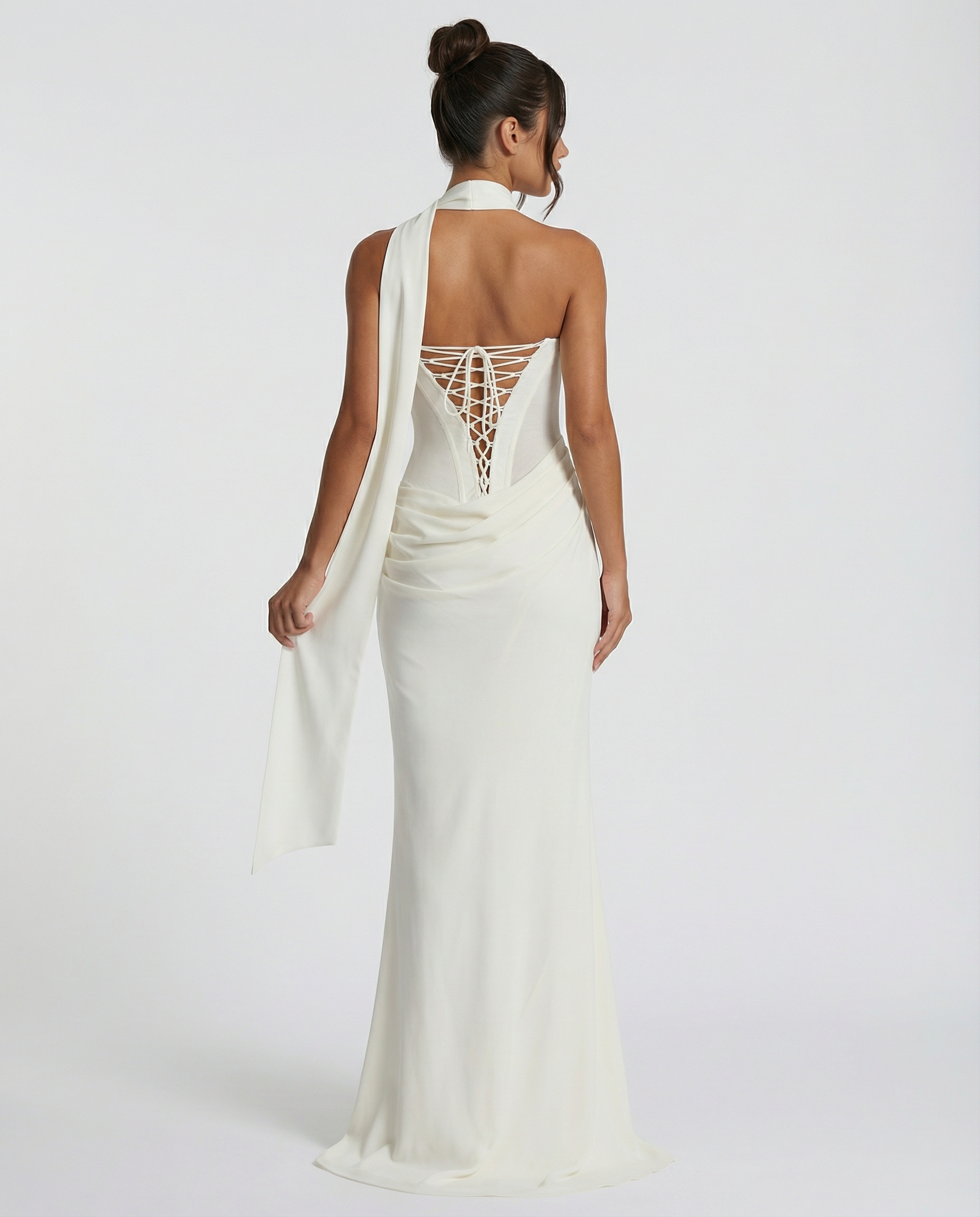 Delisa | Women's Strapless Fitted Corset Maxi Dress