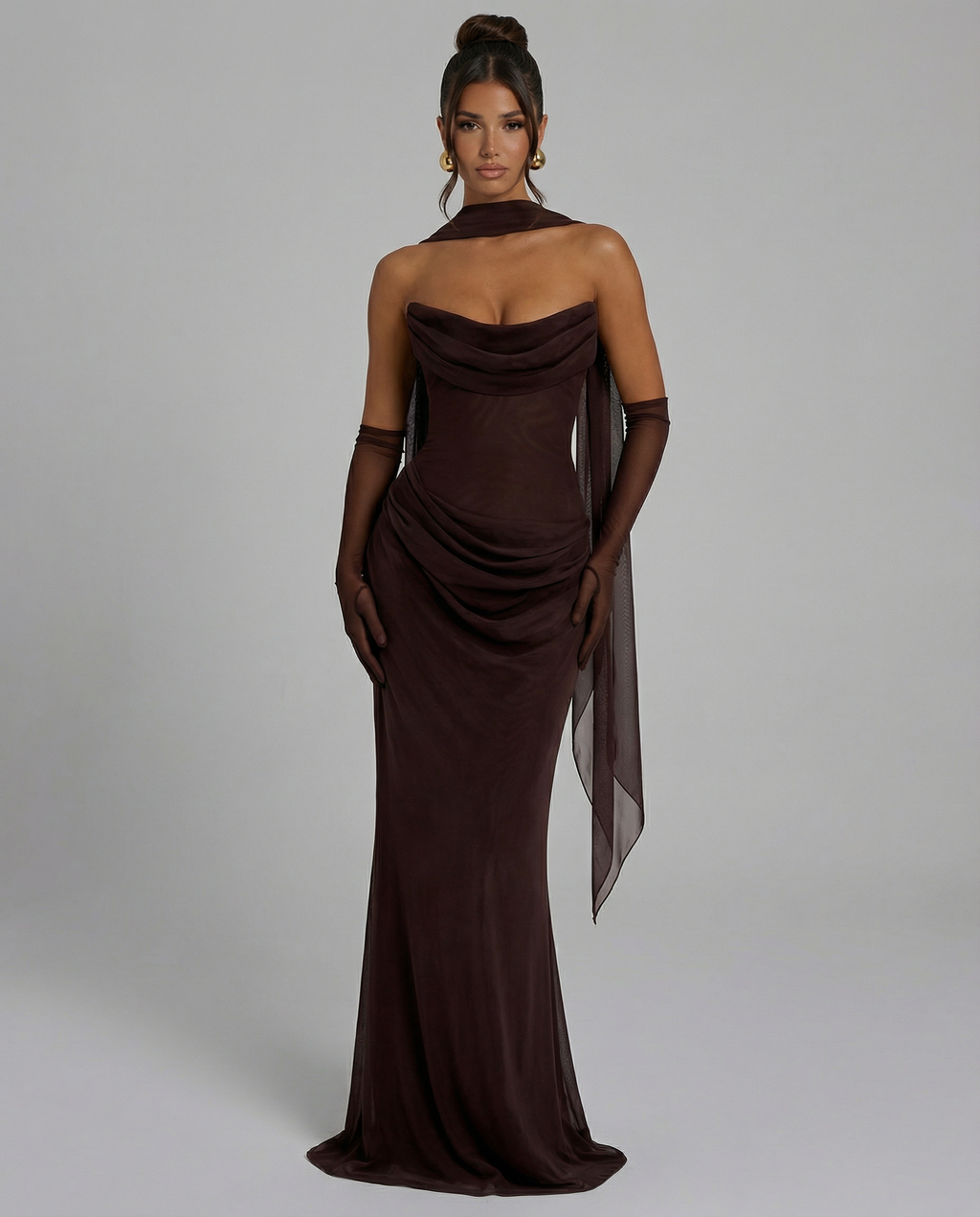 Delisa | Women's Strapless Fitted Corset Maxi Dress