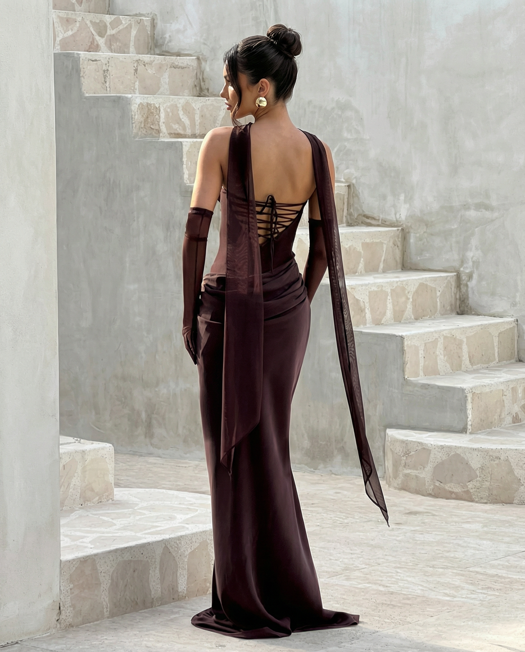 Delisa | Women's Strapless Fitted Corset Maxi Dress