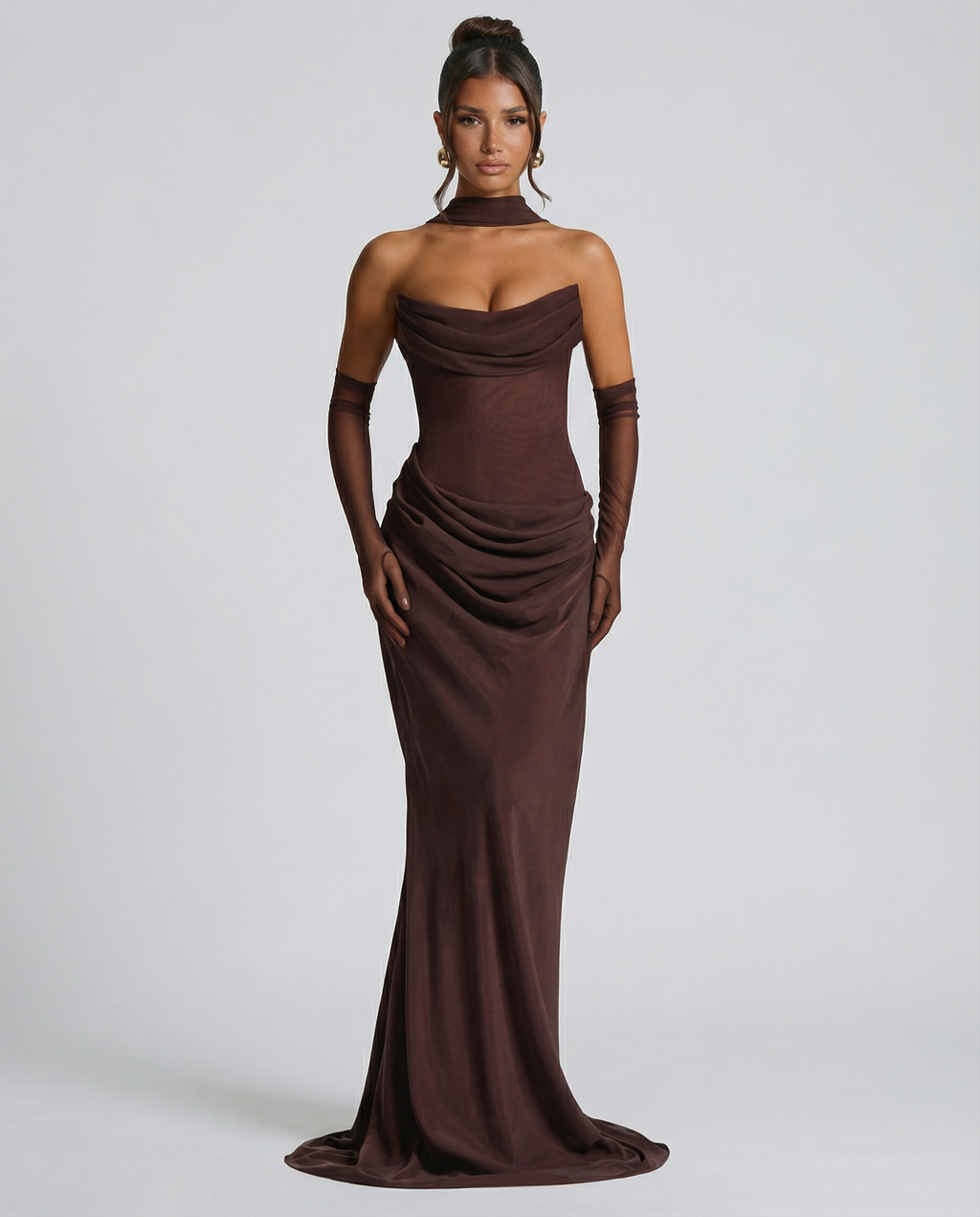 Delisa | Women's Strapless Fitted Corset Maxi Dress