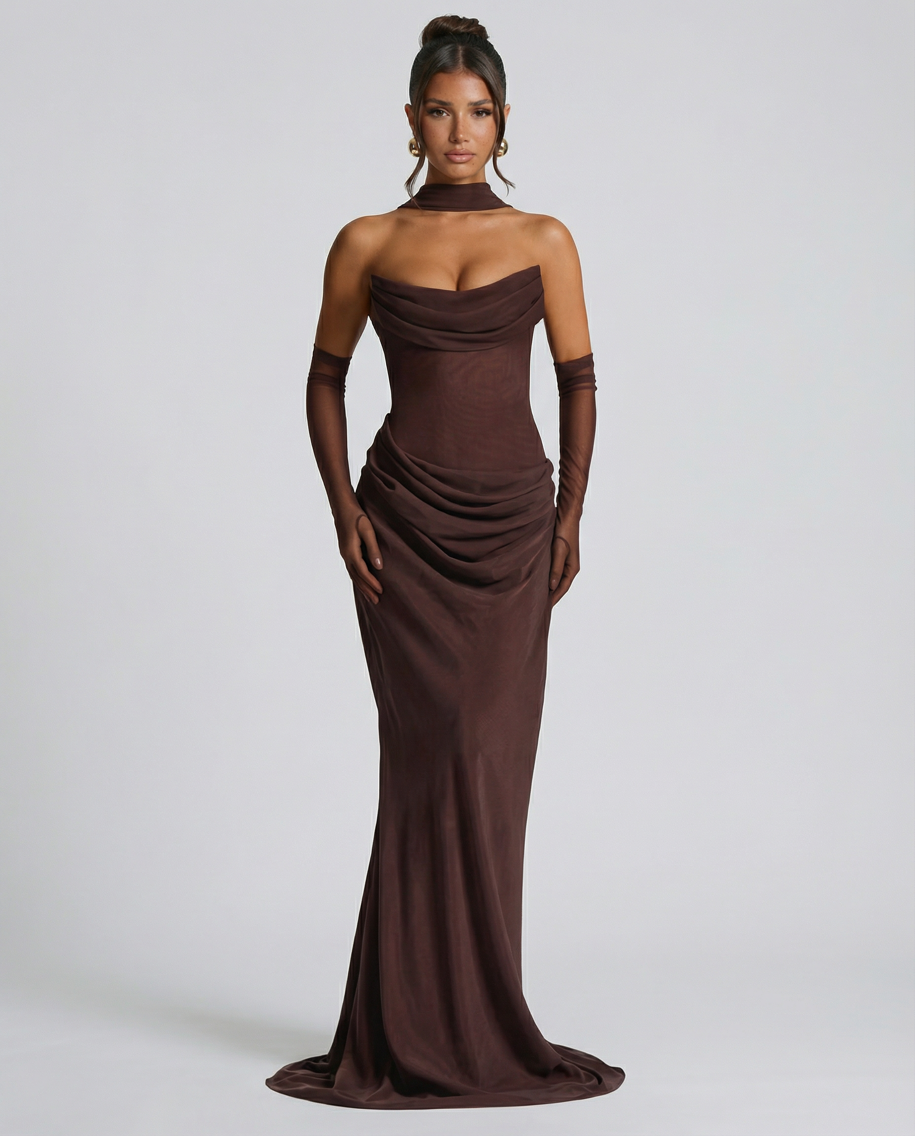 Delisa | Women's Strapless Fitted Corset Maxi Dress
