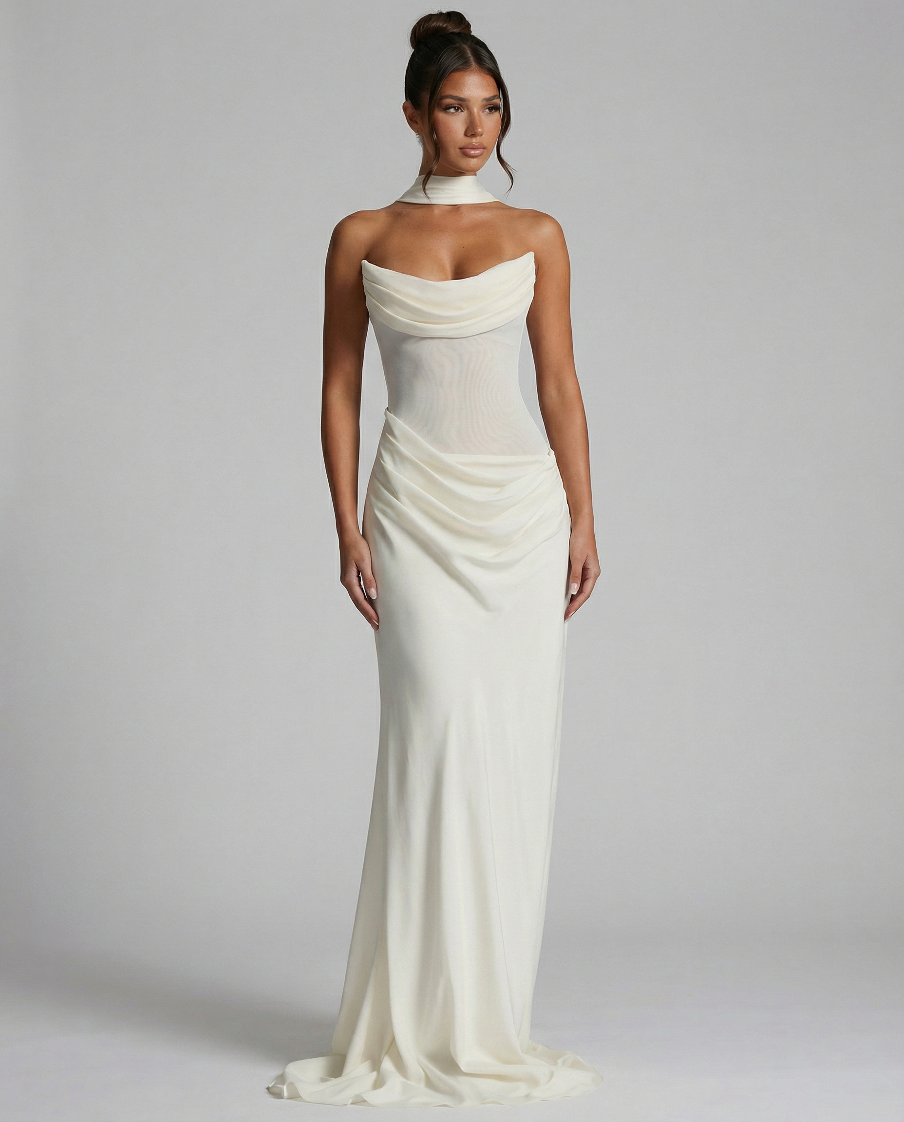 Delisa | Women's Strapless Fitted Corset Maxi Dress