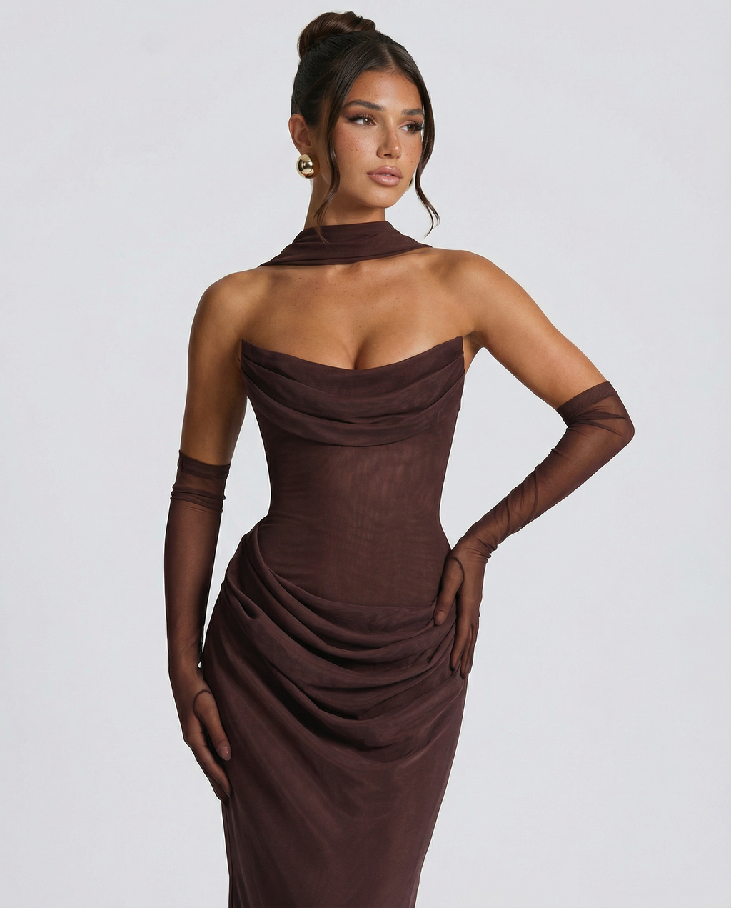 Delisa | Women's Strapless Fitted Corset Maxi Dress