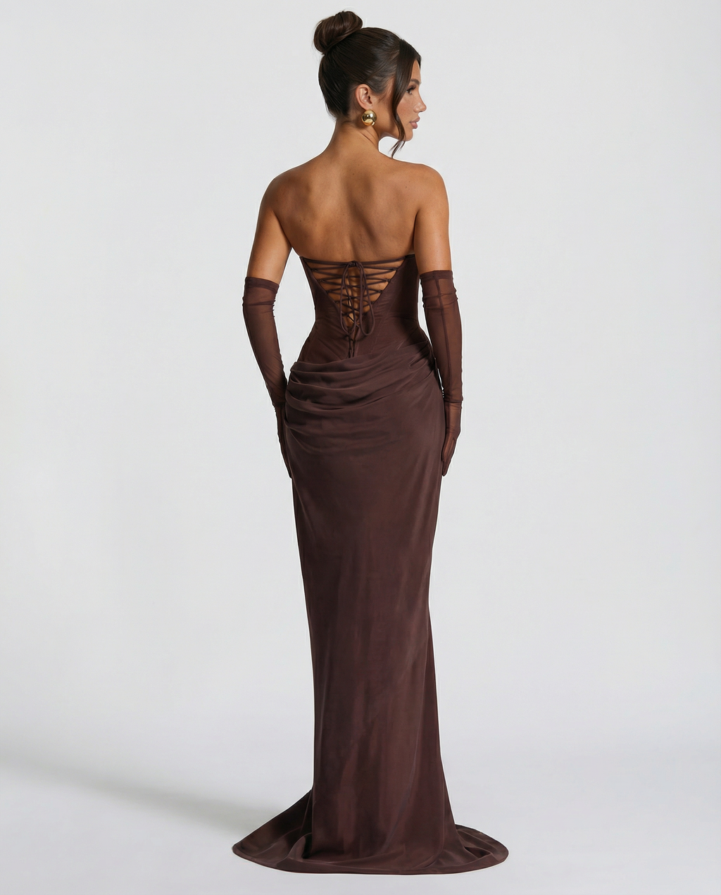 Delisa | Women's Strapless Fitted Corset Maxi Dress
