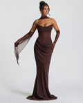 Delisa | Women's Strapless Fitted Corset Maxi Dress