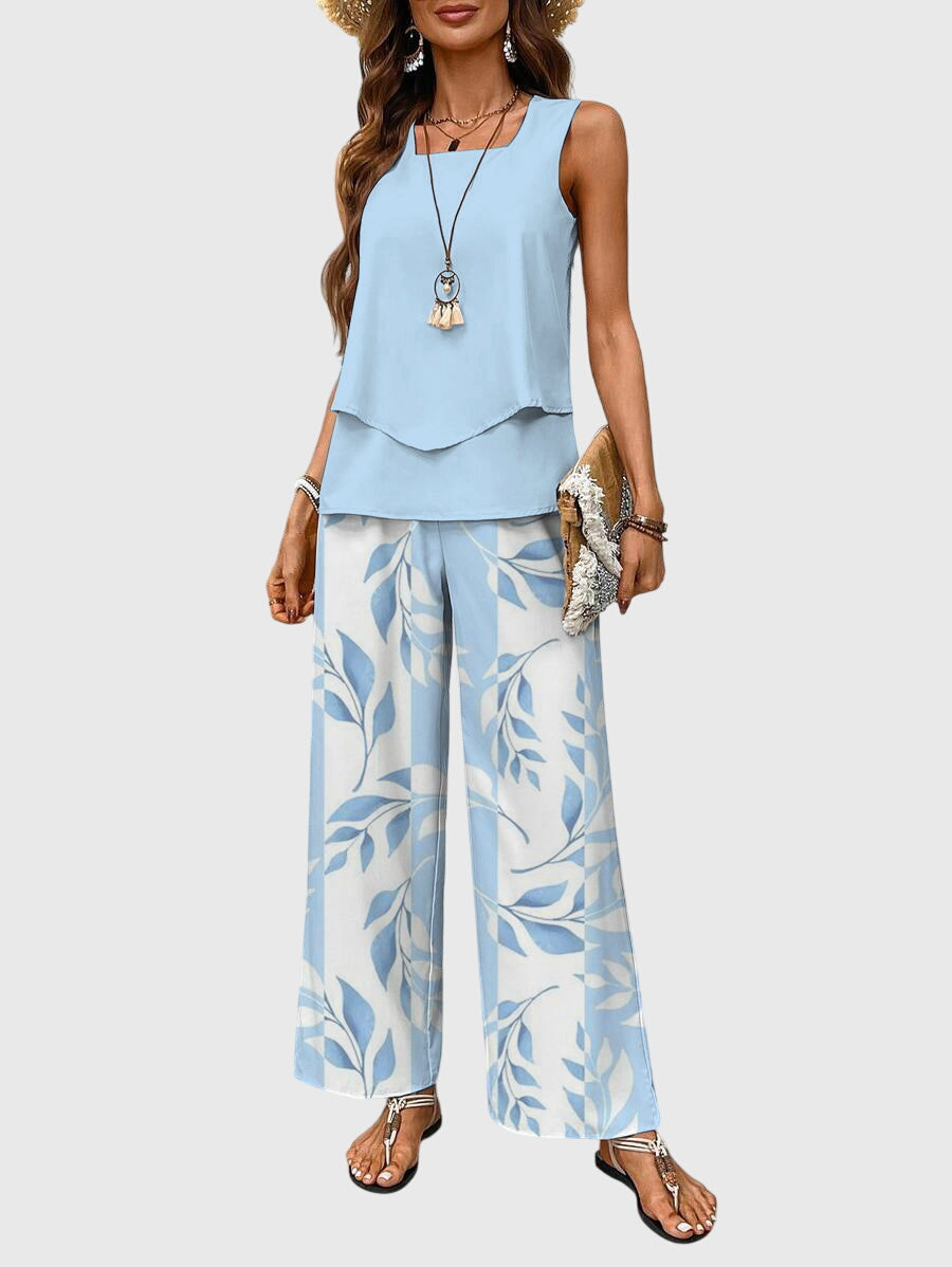 Delores | Women's Sleeveless Square Neck Two Piece Set