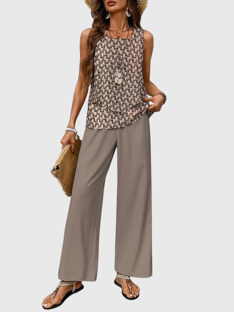 Delores | Women's Sleeveless Square Neck Two Piece Set