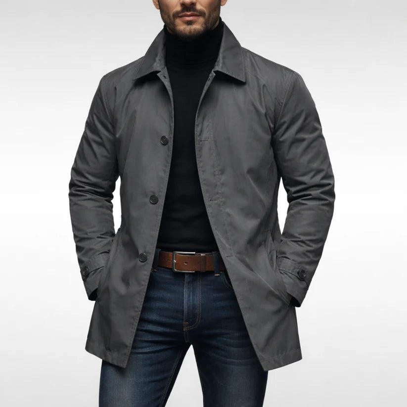Demetrius | Men’s Button Up Long Sleeve Pointed Collar Pockets Coat
