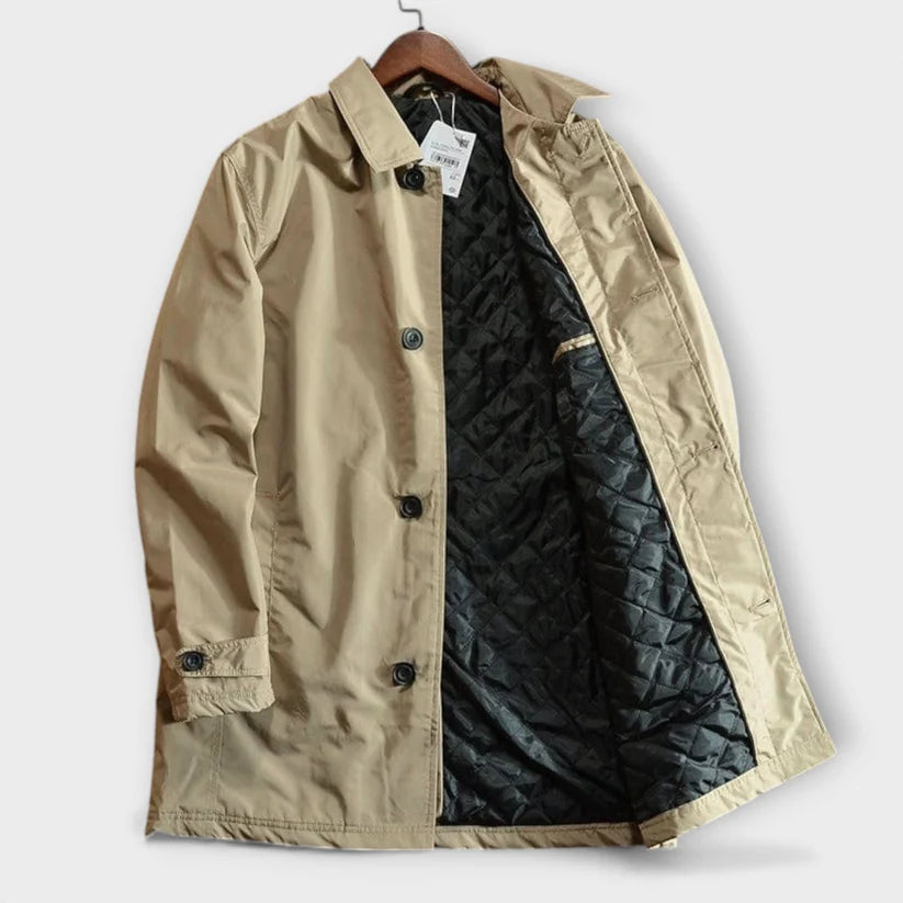 Demetrius | Men’s Button Up Long Sleeve Pointed Collar Pockets Coat