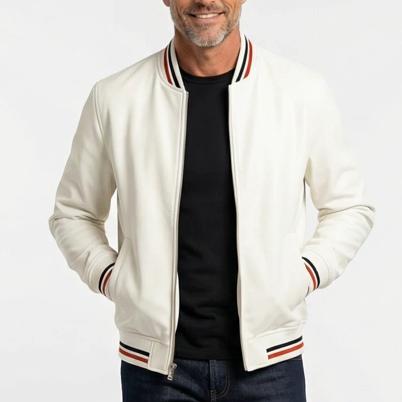 Dennison | Men’s Long Sleeve Front Zip Striped Pockets Jacket