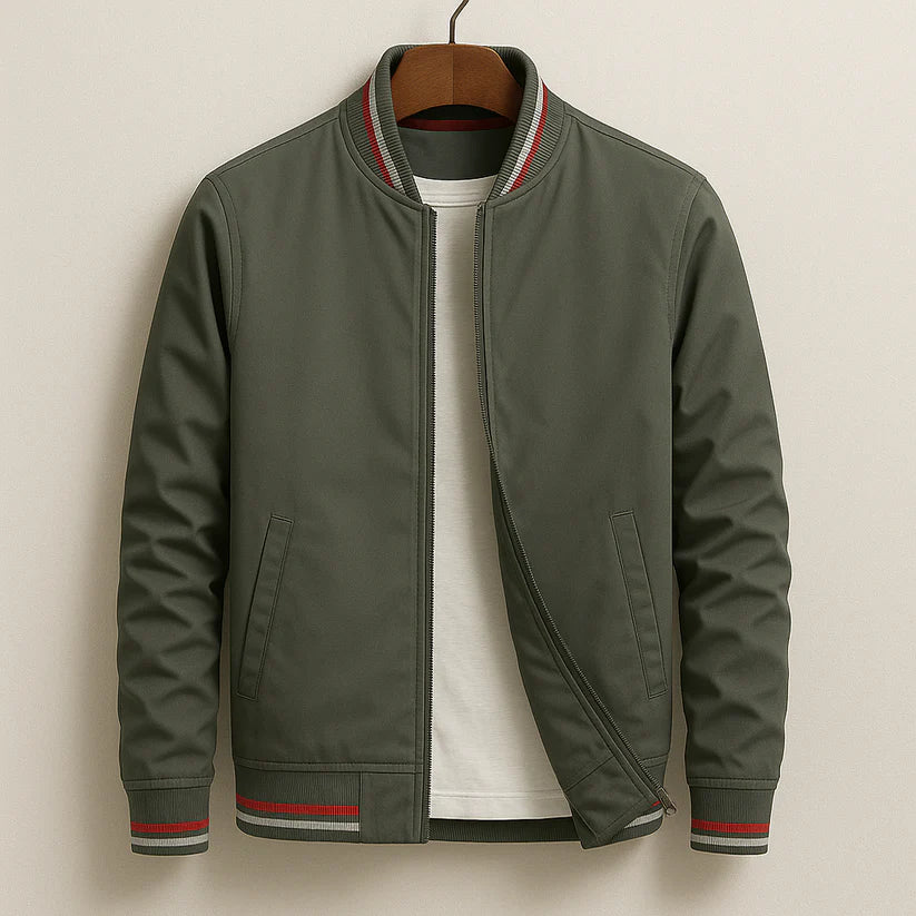Dennison | Men’s Long Sleeve Front Zip Striped Pockets Jacket