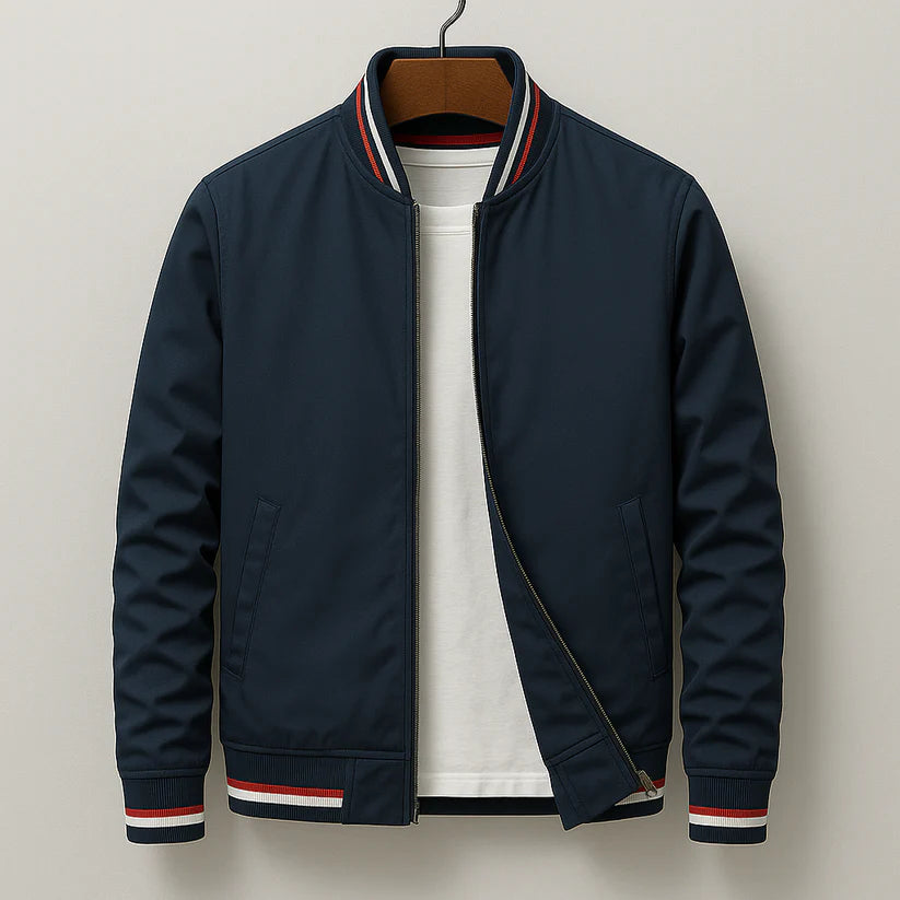 Dennison | Men’s Long Sleeve Front Zip Striped Pockets Jacket