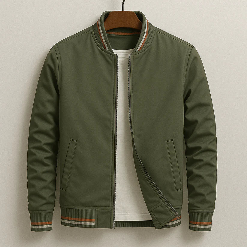 Dennison | Men’s Long Sleeve Front Zip Striped Pockets Jacket