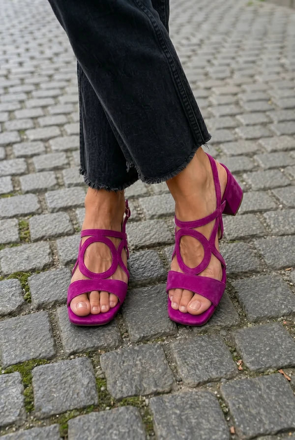 Derya | Women’s Strappy Cut Out Low Block Heel Sandals