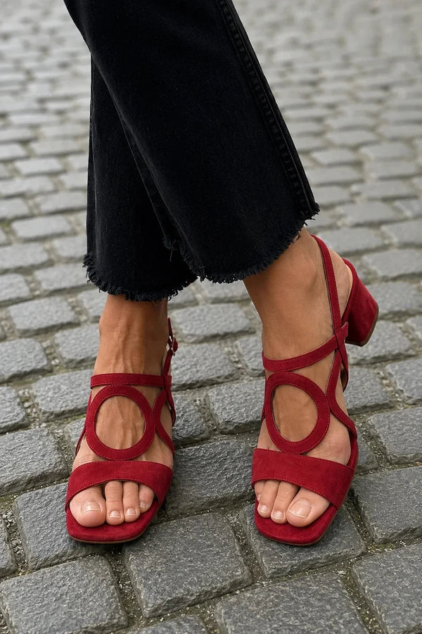Derya | Women’s Strappy Cut Out Low Block Heel Sandals