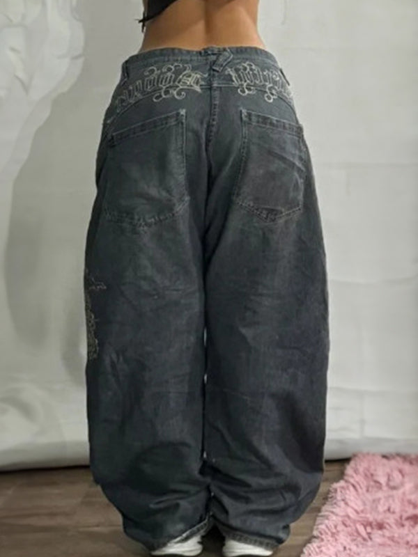 Devika | Women's Wide Leg Black Boyfriend Jeans