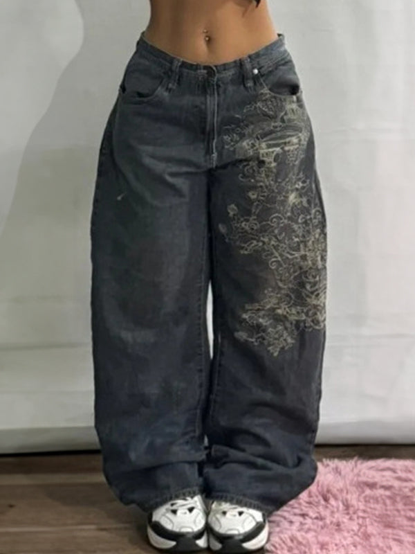 Devika | Women's Wide Leg Black Boyfriend Jeans