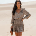 Dianna | Women's Long Sleeve Boho Leopard Mini Dress