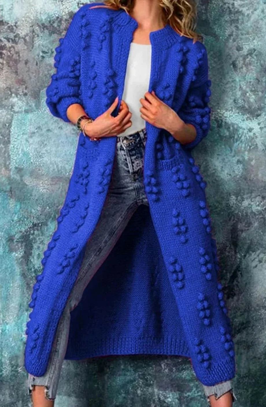 Dilshad | Women’s Long Sleeve Open Front Textured Cardigan