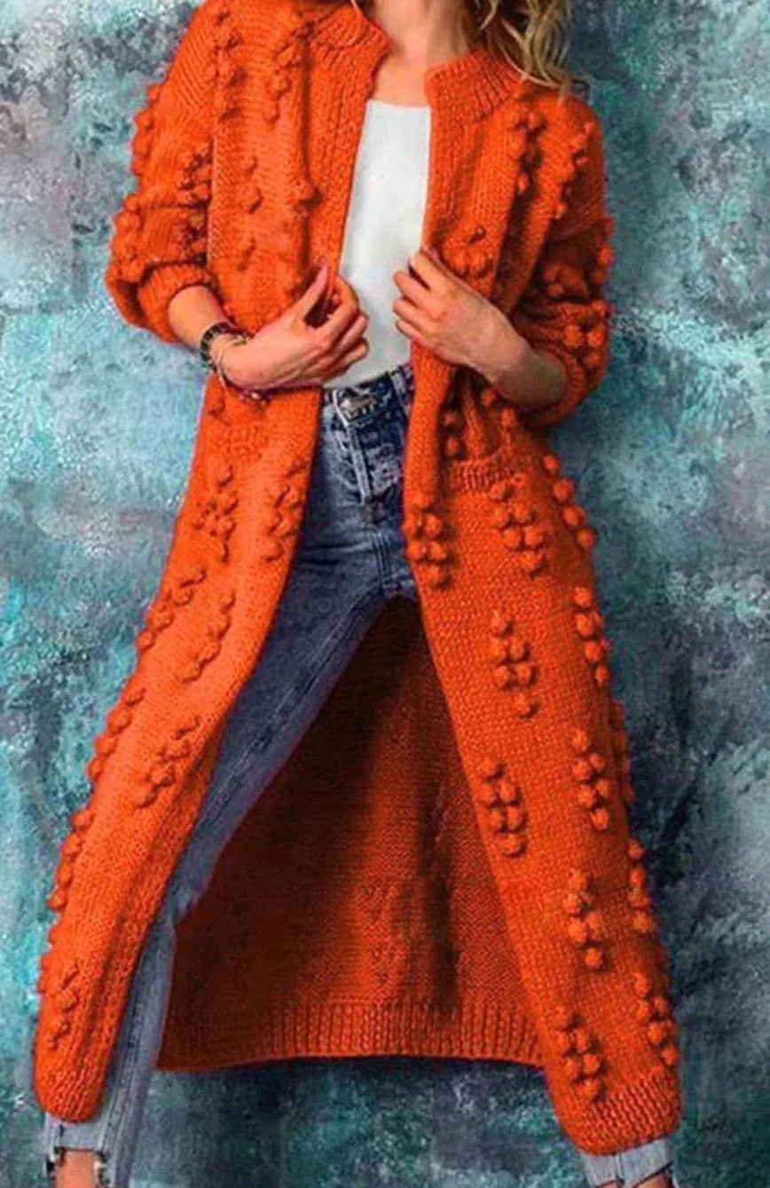 Dilshad | Women’s Long Sleeve Open Front Textured Cardigan
