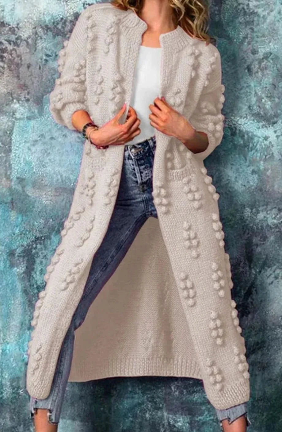 Dilshad | Women’s Long Sleeve Open Front Textured Cardigan