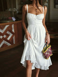 Dinah | Women's Sleeveless Flowy Ruffle Hem Midi Dress